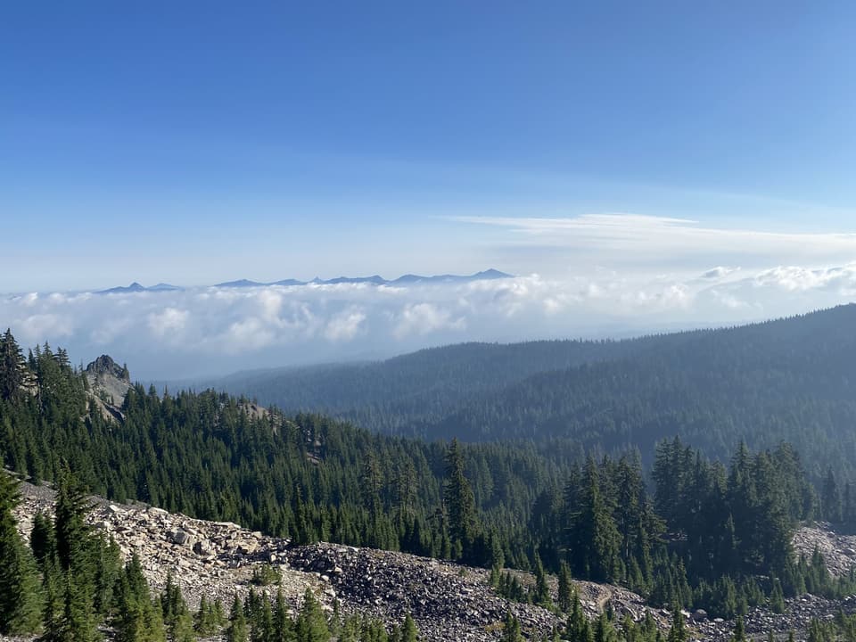 A cloud sea over the Sky Lakes country at sunrise
